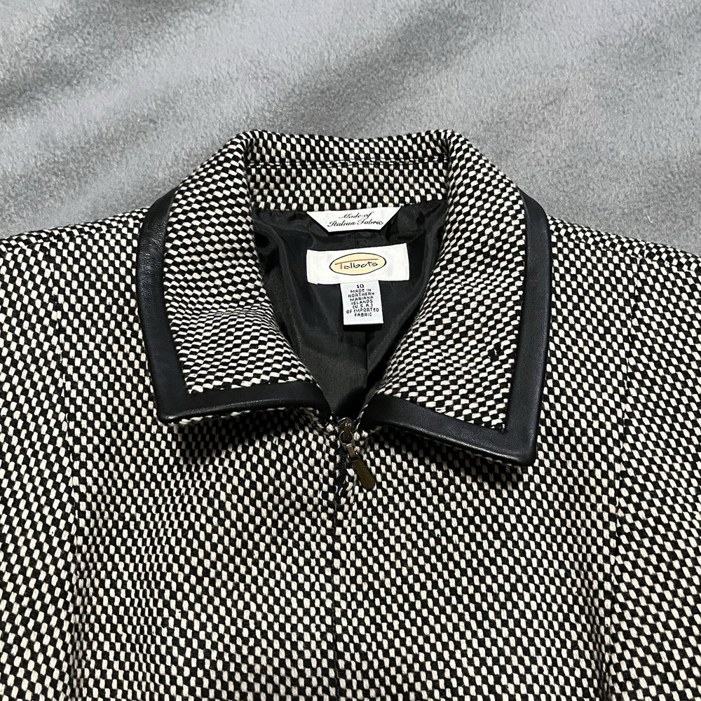 Talbots Jacket 10 Italian Wool Leather Tweed Office Siren Church Secretary